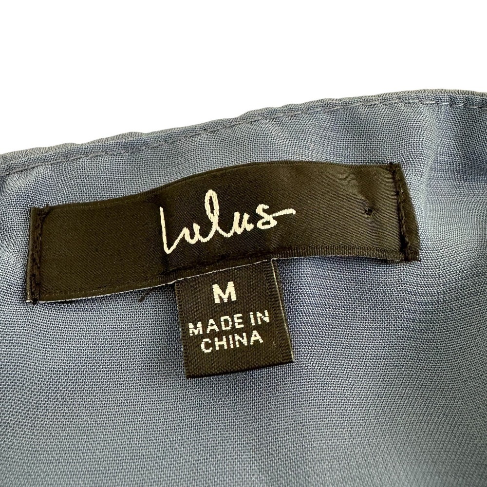 SOLD Lulus Constantine Slate Blue Satin Maxi Dress Gown Old Hollywood Medium - Picture 8 of 11